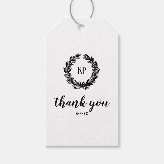Monogram Wreath Wedding Custom Favorits Geschenkanhänger (Vorderseite)