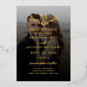Monogram Wreath Wedding Foto Save the Date real Folieneinladung (Vorderseite)