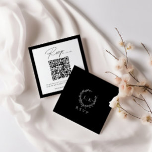 Monogram Wreath Wedding QR Code UAWG Begleitkarte