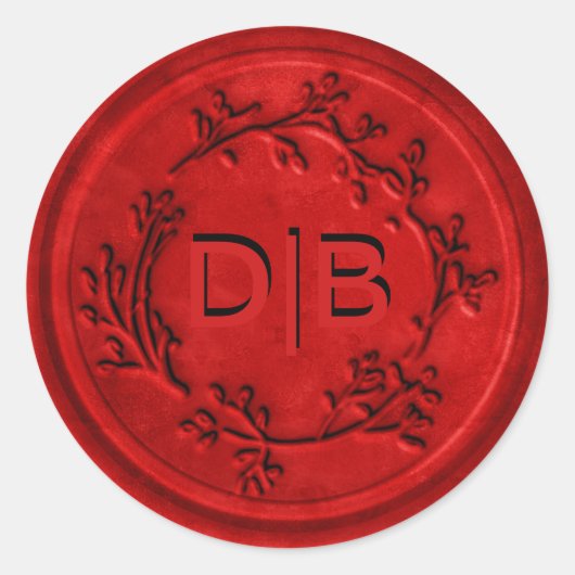 Monogram Wreath Wedding Wax Siegel Runder Aufkleber (Vorderseite)