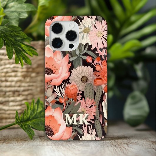 Monogram-Wüste-Wildblumen Moderne bläserne Case-Mate iPhone Hülle