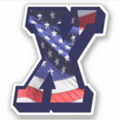 Monogram X American Flag Letter X Initial USA Aufkleber (Vorderseite)