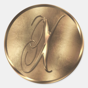 Monogram X Bronze Wedding Invitation Holiday Runder Aufkleber