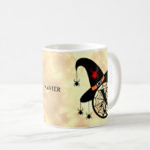 Monogram X Halloween Sky Hexenspinnen Name Kaffeetasse (VorderseiteRechts)