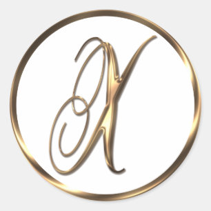 Monogram X Imitate Bronze Runder Aufkleber