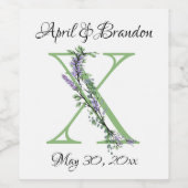Monogram X Lavendel Eucalyptus Weinetikett (Einzelnes Label)
