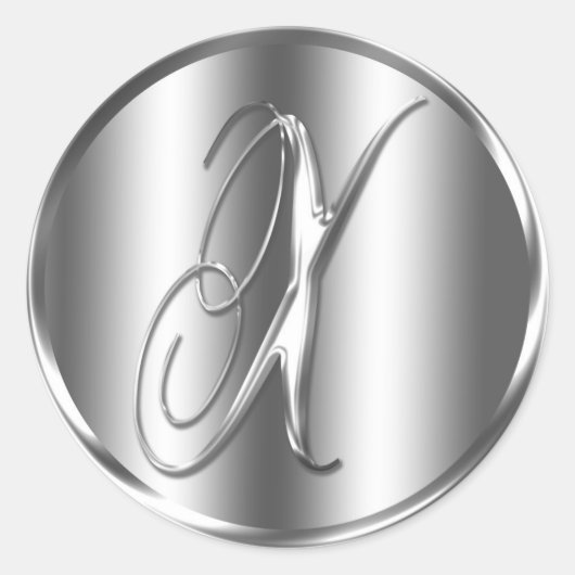 Monogram X Silver Color Wedding Invitation Holiday Runder Aufkleber (Vorderseite)
