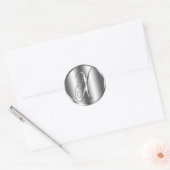 Monogram X Silver Color Wedding Invitation Holiday Runder Aufkleber (Umschlag)