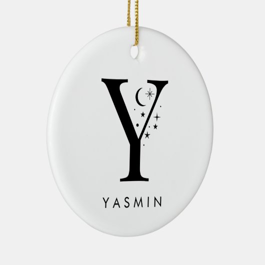 Monogram Y Celestie Name Keramik Ornament (Rechts)