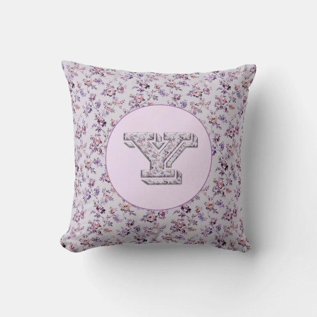 Monogram Y für Luxus-Blume Kissen (Vorderseite)