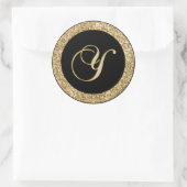 Monogram Y Gold-Skript Runder Aufkleber (Tasche)