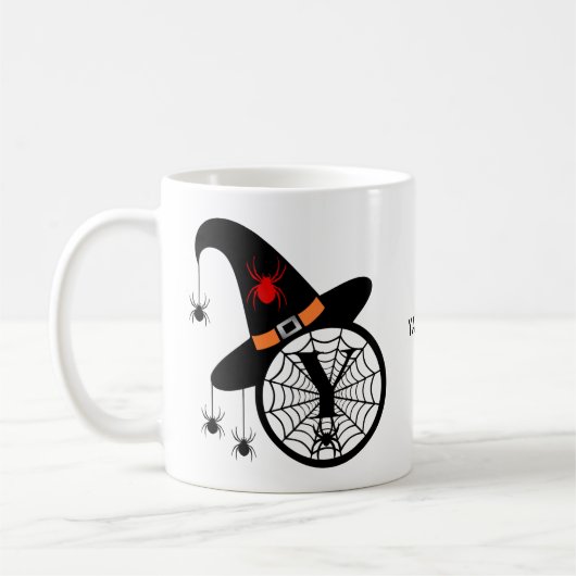 Monogram Y Halloween Hexenspinnen Dein Name Kaffeetasse (Links)