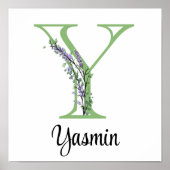 Monogram Y Lavendel Eucalyptus Kinderzimmer Poster (Vorne)