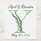 Monogram Y Lavendel Eucalyptus Weinetikett (Einzelnes Label)