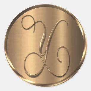 Monogram Y NONMETALLIC Bronze Umschlag Aufkleber