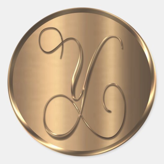 Monogram Y NONMETALLIC Bronze Umschlag Aufkleber (Vorderseite)