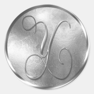Monogram Y NONMETALLIC Silver Umschlag Aufkleber