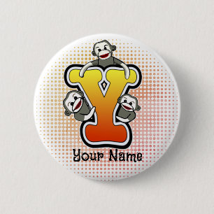 Monogram Y Sock Monkey Button