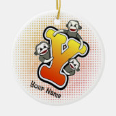 Monogram Y Sock Monkey Keramik Ornament (Vorne)