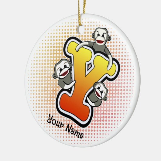 Monogram Y Sock Monkey Keramik Ornament (Links)