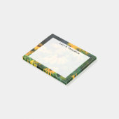 Monogram Yellow Black-Mit Augen Susan-Blume Post-it Klebezettel (angewinkelt)