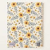 Monogram Yellow Daisy Floral Teacher Initial Planer (Rückseite)