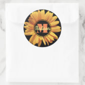 Monogram Yellow Daisy Gerbera Aster Elegante Blume Runder Aufkleber (Tasche)