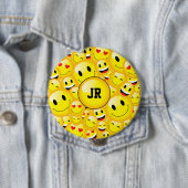Monogram Yellow Emoji Art Symbol Muster Button (Beispiel)