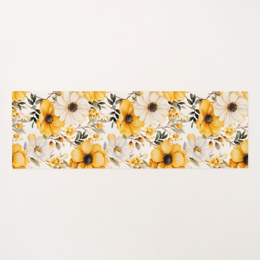Monogram Yellow floral Pattern Yogamatte (Rückseite (Horizontal))