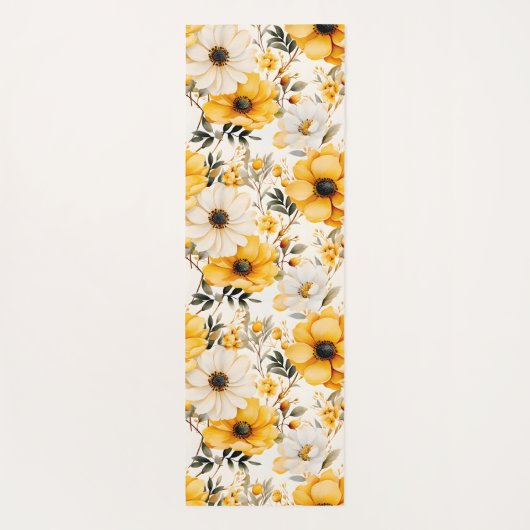 Monogram Yellow floral Pattern Yogamatte (Rückseite)