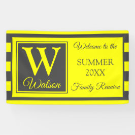 Monogram Yellow Grey Stripes Summer Family Wieders Banner