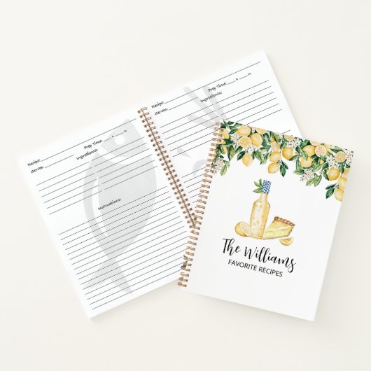 Monogram Yellow Lemon Tree Family Rezept Book Notizblock (Innenseite)