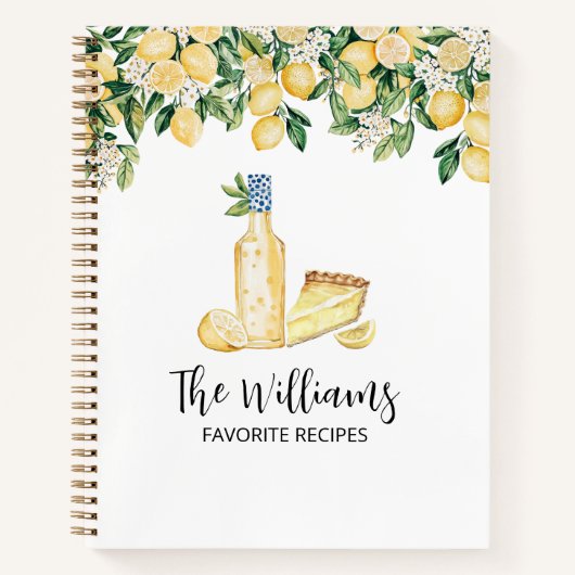 Monogram Yellow Lemon Tree Family Rezept Book Notizblock (Vorderseite)