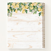 Monogram Yellow Lemon Tree White Wood Recipe Book Notizblock (Rückseite)