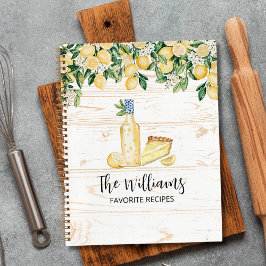 Monogram Yellow Lemon Tree White Wood Recipe Book Notizblock