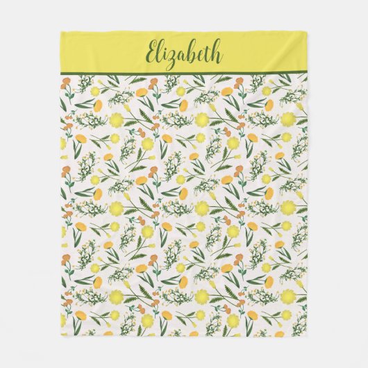 Monogram Yellow Orange Green Boho Trendy Fleecedecke (Vorderseite)