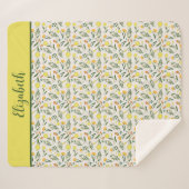 Monogram Yellow Orange Green Boho Trendy Sherpadecke (Vorderseite (Horizontal))