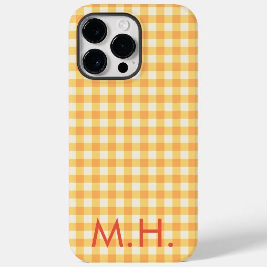 Monogram Yellow Orange Ish Preppy Gingham Kariert Case-Mate iPhone Hülle (Rückseite)