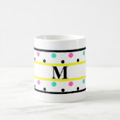 Monogram Yellow Pink Türkis Polka Dots Kaffeetasse (Mittel)