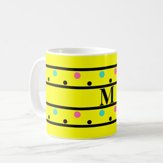 Monogram Yellow Polka Dots Kaffeetasse (Vorderseite Links)