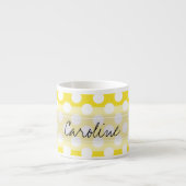 Monogram Yellow White Trendy Fun Polka Dot Pattern Espressotasse (Vorderseite)