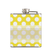 Monogram Yellow White Trendy Fun Polka Dot Pattern Flachmann (Rückseite)