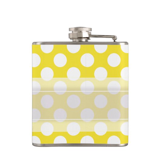 Monogram Yellow White Trendy Fun Polka Dot Pattern Flachmann (Rückseite)