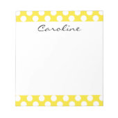 Monogram Yellow White Trendy Fun Polka Dot Pattern Notizblock (Vorderseite)