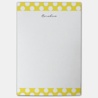 Monogram Yellow White Trendy Fun Polka Dot Pattern Post-it Klebezettel