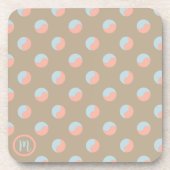 Monogram Yin Yang Zen Symbole Grau, Rosa und Aquam Getränkeuntersetzer (Vorderseite)