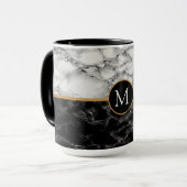 Monogram Your Letter Schwarz-weiß Marble Tasse Ges (Vorderseite Links)