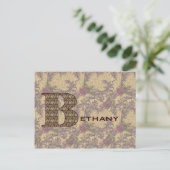 Monogram Your Name B Elegant Floral Postcard Postkarte (Stehend Vorderseite)
