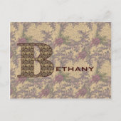 Monogram Your Name B Elegant Floral Postcard Postkarte (Vorderseite)