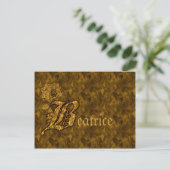 Monogram Your name Initial B Gold Peony Postcard Postkarte (Stehend Vorderseite)